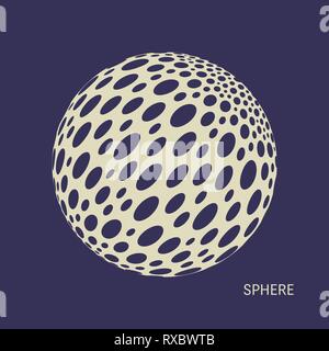 Sphere with circles. Abstract 3D geometrical background. Vector illustration. Stock Vector