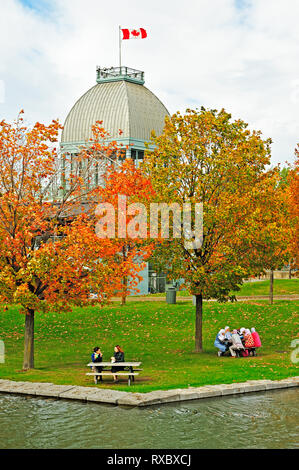 women picnicking in park at Old Port, Montreal, Quebec, Canada Stock Photo