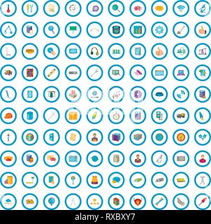 100 engineering icons set, cartoon style Stock Vector