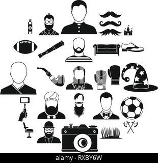 Selfie icons set, simple style Stock Vector
