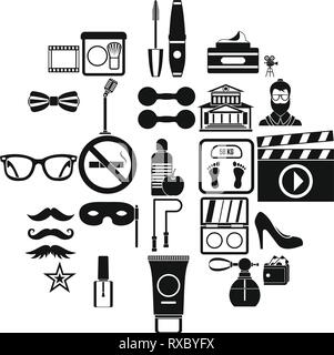 Social events icons set, simple style Stock Vector