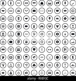 100 sweepstakes icons set, simple style  Stock Vector