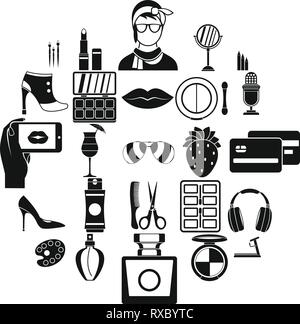 Hangout icons set, simple style Stock Vector