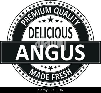 black premium quality delicious angus beef made fresh isolated square rubber stamp tag Stock Vector