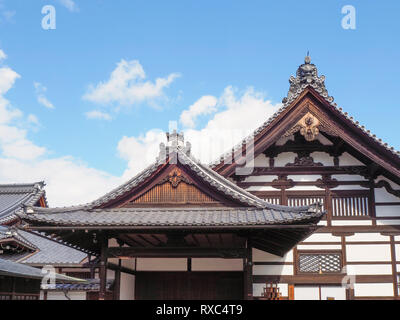 Kyoto, Japan - 15 Oct 2018: architectual detail of a historic Japanese townhouse with pagoda roof at Kyoto, Japan. Stock Photo