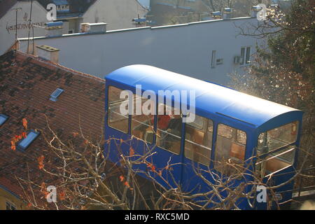 funicular railway in Zagreb from downtown to upper town Stock Photo