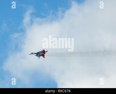 Kazan, Russian Federation - Oktober 27, 2018: member of aerobatic team Strizhi . telephoto shot Stock Photo