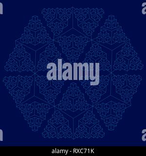 Geometric background with a wireframe of many cubes. Vector illustration Stock Vector