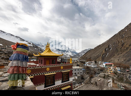 The landscape and monastery of Kagbeni, lower Mustang Stock Photo