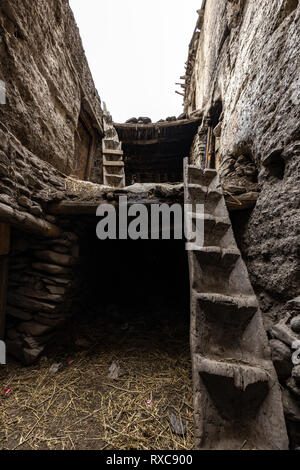 The landscape and monastery of Kagbeni, lower Mustang Stock Photo