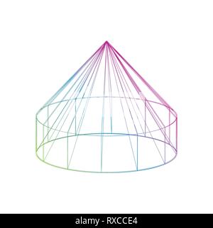 Outline color Yurt icon on the white background Stock Vector
