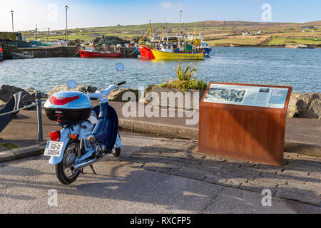 Portmagee Fishing Village, County Kerry, Ireland with Honda Little Cub moped Stock Photo