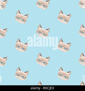 Vector grumpy cat pattern. Stock Vector