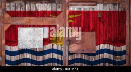 Close-up of old warehouse gate with national flag of Kiribati. The concept of export-import Kiribati, storage of goods and national delivery of goods. Stock Photo