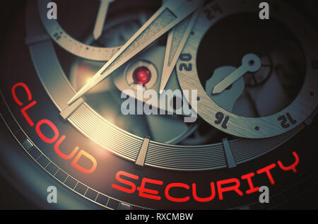 Cloud Security on the Vintage Wristwatch Mechanism. 3D.