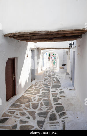 SIFNOS, GREECE - September 11, 2018: The picturesque street of Kastro, the ancient capital of Sifnos. Cyclades, Greece. Europe Stock Photo