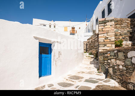 White architecture of Kastro, the ancient capital of Sifnos. Cyclades, Greece. Europe Stock Photo
