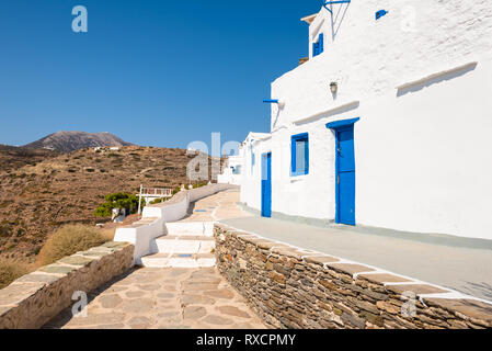 Promenade in the picturesque Kastro village, the ancient capital of Sifnos. Cyclades, Greece. Europe Stock Photo