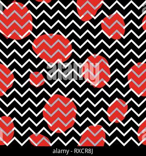 Abstact seamless pattern. Zig-zag line and dot texture. Diagonal line black and white dotted ornament. Stock Vector