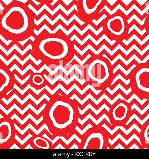 Abstact seamless pattern. Zig-zag line and dot texture. Diagonal line black and white dotted ornament. Stock Vector