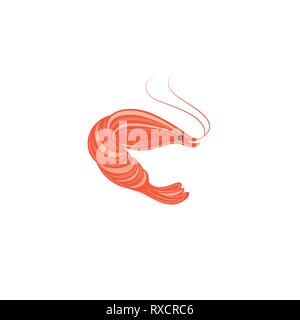 Shrimp illustration. Stylish sea food design element. Line art Stock Vector