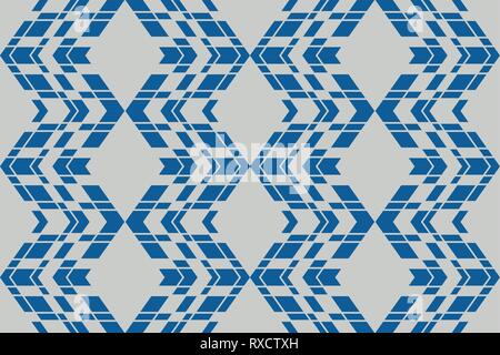 Seamless, abstract background pattern made with geometric shapes in blue and grey colors. Decorative vector art. Stock Vector