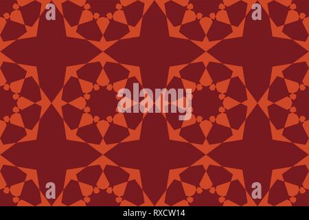 Seamless, abstract background pattern made with geometric shapes in flower abstraction. Decorative vector art in red and orange colors. Stock Vector