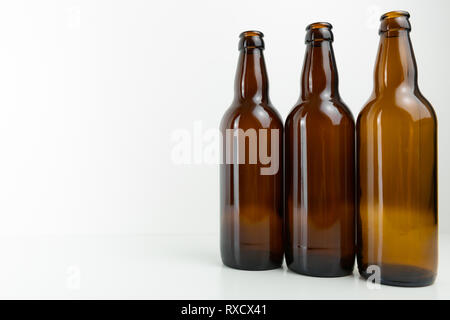 Empty beer bottles. Recycling glass concept Stock Photo