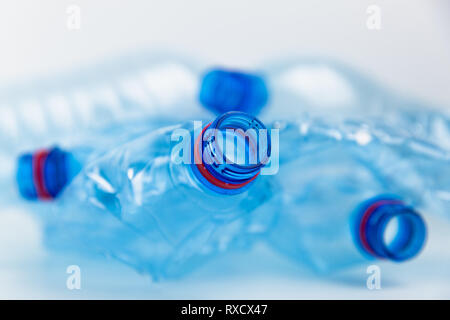 Composition with plastic bottles of mineral water. Plastic waste. Plastic bottles recycle background concept Stock Photo