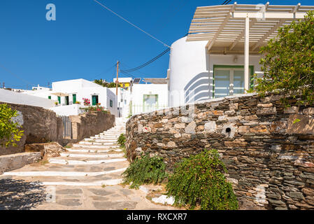 SIFNOS, GREECE - September 11, 2018: Architecture of Apollonia, the capital of Sifnos. Cyclades, Greece Stock Photo