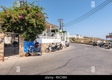 SIFNOS, GREECE - September 11, 2018: The central street of Apollonia, the capital of Sifnos. Cyclades, Greece Stock Photo