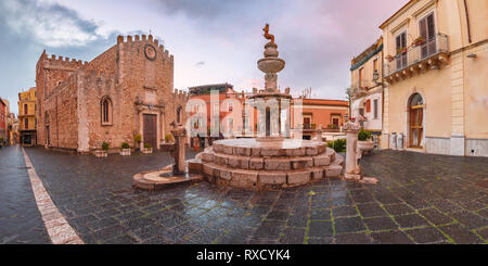 Piazza Duomo in Taormina, Sicily, Italy Stock Photo