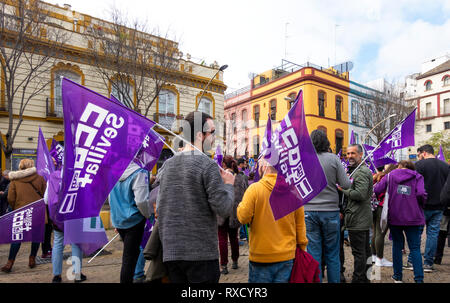 March 8, 2019, Day of the Woman, a demonstration in Spain for equal rights for all genders Stock Photo