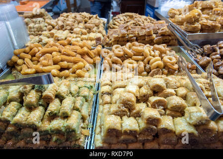 Turkish delights, baclava in the oriental bazaar Stock Photo
