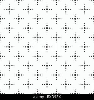 Abstract vector seamless pattern. Regularly repeating crosses made of dots. Diagonal arrangement. Modern stylish texture. Vector monochrome background Stock Vector
