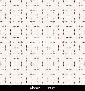 Abstract vector seamless minimalistic pattern. Regularly repeating crosses made of dots. Diagonal arrangement. Modern stylish texture. Vector. Stock Vector