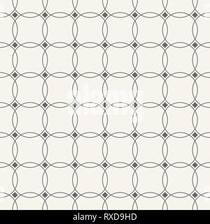 Abstract seamless pattern. Modern stylish texture. Repeating geometric ornament of intersecting circles and smooth rhombuses. Linear style. Stock Vector