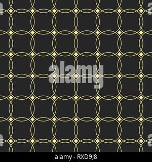 Abstract seamless pattern. Modern stylish texture. Repeating geometric ornament of intersecting circles and smooth rhombuses. Linear style. Vector. Stock Vector
