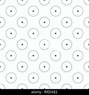 Seamless minimalistic pattern of dotted circles and dots. Repeating geometric shapes. Modern stylish texture. Contemporary graphic design. Vector. Stock Vector