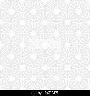 Abstract seamless japanese geometric pattern of circles divided into sections. Fish-scales tiled pattern. Oriental motif. Vector background. Stock Vector