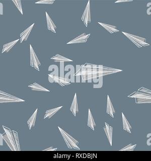 seamless pattern with Vector paper plane icons in hatching style 10 eps Stock Vector