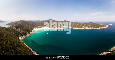 Panorama of the idyllic Sai Kung peninsula in the New Territories in Hong Kong wilderness, China Stock Photo