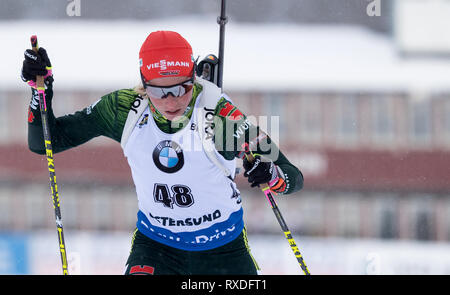 08 March 2019, Sweden, Östersund: Biathlon: world championship, sprint 7, 5 km, women. Franziska Hildebrand from Germany in action. Photo: Sven Hoppe/dpa Stock Photo