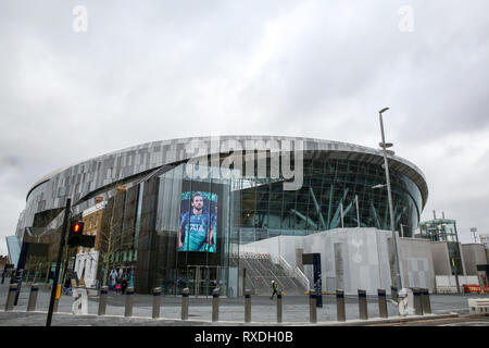 London, UK. 9th Mar 2019.  According to Tottenham Football club, their first competitive match at their new 62,000-capacity stadium will be against either Brighton or Crystal Palace in the first week of April as workmen put finishing touches to its stadium at White Hart Lane.   Credit: Dinendra Haria/Alamy Live News Stock Photo