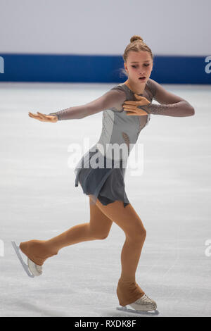 Alexandra Feigin of Bulgaria during the ISU World Junior Figure Skating Championships 2019, Junior Ladies Short Program at Dom sportova in Zagreb, Croatia, on March 8, 2019. Credit: Enrico Calderoni/AFLO SPORT/Alamy Live News Stock Photo