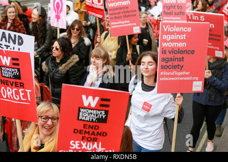 London, UK. 09th March, 2019.Thousands of women and children from across the, UK. 9th Mar, 2019. march from Oxford Circus to Trafalgar Square to show solidarity in ending male violence in all its forms against women and girls. Credit: Penelope Barritt/Alamy Live News Stock Photo
