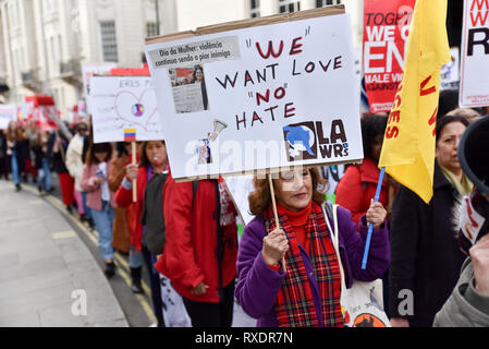 Trafalgar Square, London, UK. 9th Mar, 2019. Million Women Rise protest against violence against women in central London. Credit: Matthew Chattle/Alamy Live News Stock Photo