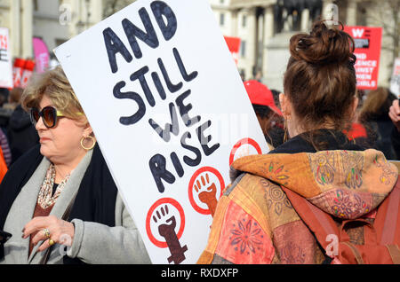 London, UK. 9th Mar, 2019. Million women march in Trafalgar Square following Women's Day. Credit: JOHNNY ARMSTEAD/Alamy Live News Stock Photo