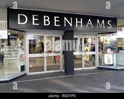 London, UK. 8th March, 2019. Sports Direct and House of Fraser boss, Mike Ashley's attempt to take control of ailing UK Department store chain Debenhams may come under the scrutiny of the competition watchdog the CWA, Shares in Debenhams rose nearly 16% on Friday to 3.53p, after Ashley attempted to call a Debenhams shareholder meeting to remove the department store's directors and install himself as chief executive.Debenhams is attempting to refinance Â£520m in debt facilities before the end of April. Credit: ZUMA Press, Inc./Alamy Live News Stock Photo