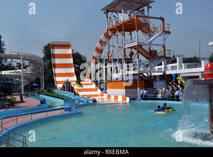 Newly slide titled Crusader launches at water park of Nicco Park. (Photo by Saikat Paul/Pacific Press) Stock Photo